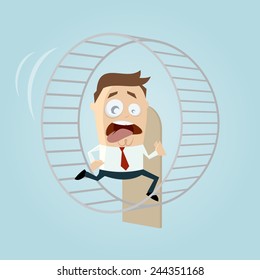 running businessman is running in hamster wheel