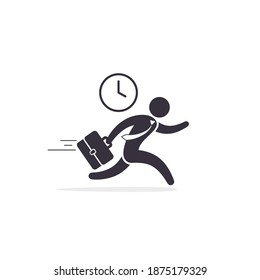 Running businessman Haste icon Vector. Time management concept. Illustration businessman hurrying.