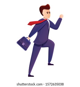 Running businessman icon. Cartoon of running businessman vector icon for web design isolated on white background