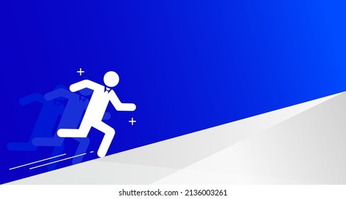 Running businessman on a slope.vector illustration,copy space,vector