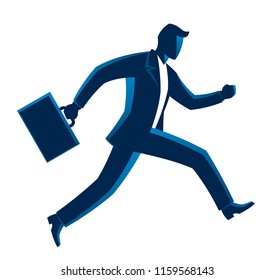 Running businessman on a white background
