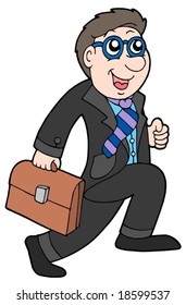 Running businessman on white background - vector illustration.