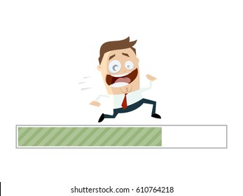 running businessman with progress bar
