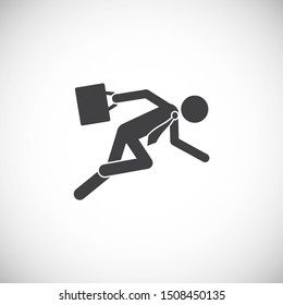 Running businessman related  icon on background for graphic and web design. Simple illustration. Internet concept symbol for website button or mobile app.