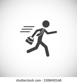 Running businessman related  icon on background for graphic and web design. Simple illustration. Internet concept symbol for website button or mobile app.