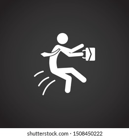Running businessman related  icon on background for graphic and web design. Simple illustration. Internet concept symbol for website button or mobile app.