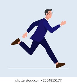 Running businessman. Teamwork, reach goal success, busy business person running fast. Deadline concept.