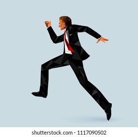 Running businessman. Top manager in low poly style. Vector illustration - Shutterstock ID 1117090502
