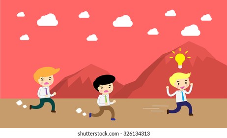 running businessmen at the finishing line. 