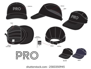 Running Caps Design Mockup With Combo Colour