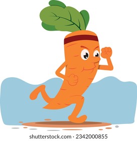 Running carrot, vector illustration cartoon style flat, no strokes.