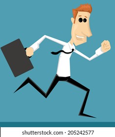 Running cartoon office worker 