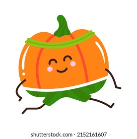 Corriendo calabaza de dibujos animados. Icono de verduras. Alimentos saludables. Ilustración del vector