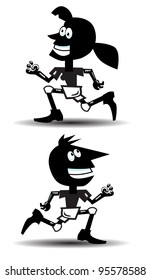 Running Cartoon Silhouettes