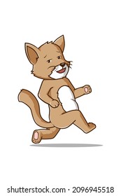 Running Cat Cartoon Art Illustration