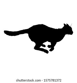 Running Cat SIlhouette. Vector Black Feline Logo.