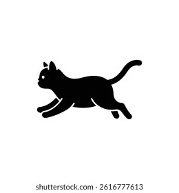 Running Cat with Tail Extended Side Icon in Black