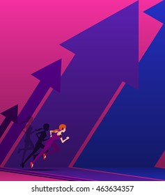 Running character design with graphic design background use for running event illustration and vector set