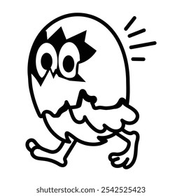 Running check with eggshell, doodle style icon 
