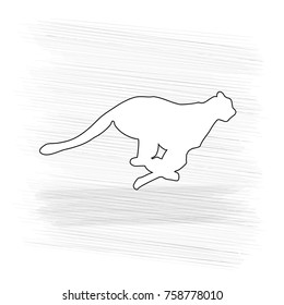 running Cheetah drawn with sketch on white background