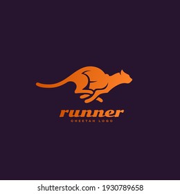 Running cheetah logo design template. Vector illustration.