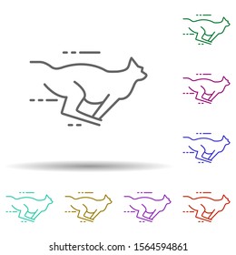 Running cheetah multi color icon. Simple thin line, outline vector of speed icons for ui and ux, website or mobile application