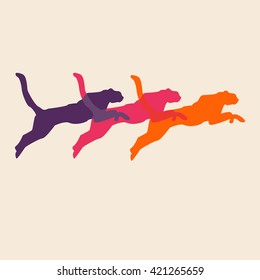 Running cheetah silhouette icon colorful