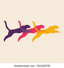 Running cheetah silhouette icon colorful