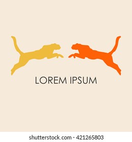 Running cheetah silhouette icon colorful