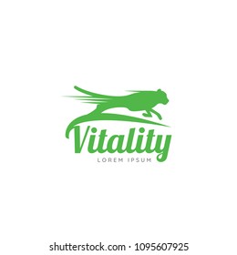 Running Cheetah. Symbol of vitality. Creative design. Vector illustration