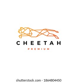 running cheetah tech geometric logo vector icon illustration