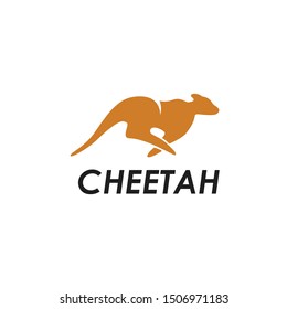 Running a cheetah vector logo design, modern logotype in orange and white