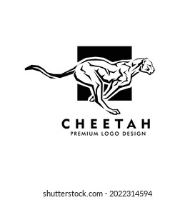 running cheetah vector logo design illustration