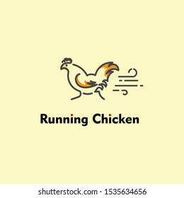 Running Chicken Logo, icon design template