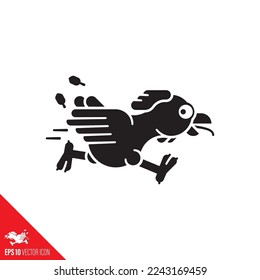 Running chicken vector illustration for Poultry Day on March19th. Fugitive farm animal symbol.