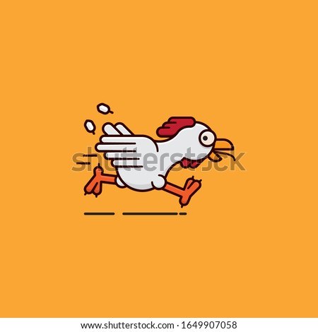 Running chicken vector illustration for Poultry Day on March19th. Fugitive farm animal symbol.