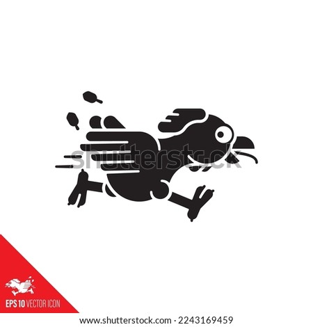Running chicken vector illustration for Poultry Day on March19th. Fugitive farm animal symbol.