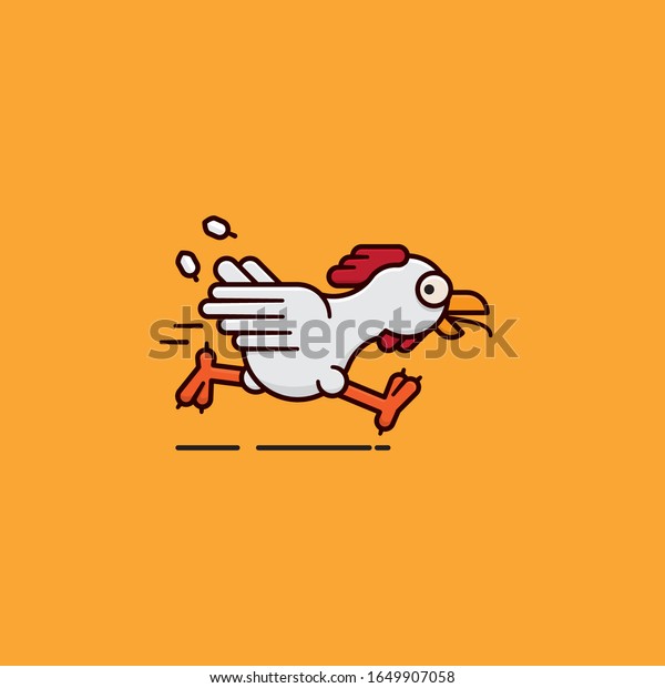 Running chicken vector illustration\
for Poultry Day on March19th. Fugitive farm animal\
symbol.
