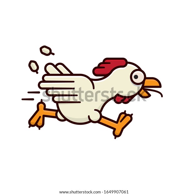 Running chicken vector\
illustration for Poultry Day on March19th. Isolated fugitive farm\
animal symbol.