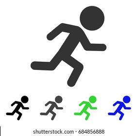 Running Child flat vector icon. Colored running child gray, black, blue, green icon versions. Flat icon style for application design.