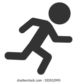 Running Child vector icon. Style is flat symbol, gray color, rounded angles, white background.