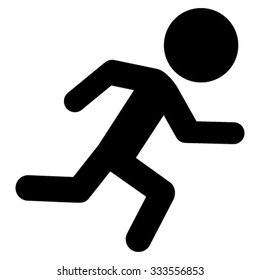 Running Child Vector Icon. Style Is Flat Symbol, Black Color, Rounded Angles, White Background.