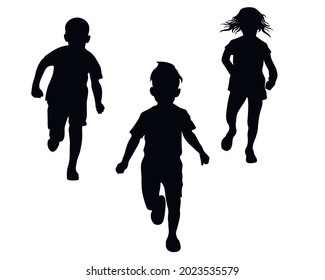 Running Children Silhouettes Vector Illustration Stock Vector (Royalty ...