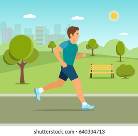 Running City Park Man Runner Outside Stock Vector (Royalty Free ...