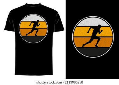 Running classic style silhouette t shirt mockup retro vintage