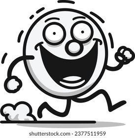 running clock character in black and white