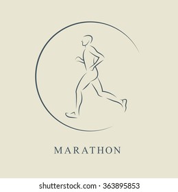Running club label or emblem, vector illustration