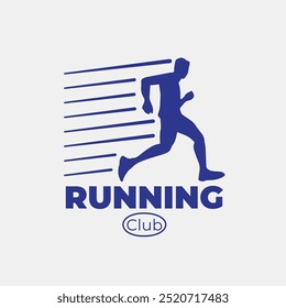 Logotipo del club de running: adopta el diseño de velocidad y fuerza con una silueta audaz de un corredor en movimiento, que simboliza velocidad y determinación.