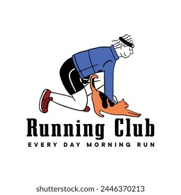 running club vintage retro illustration