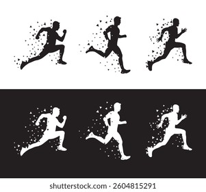 Running collection. Run fast silhouette. Sports athlete collection	